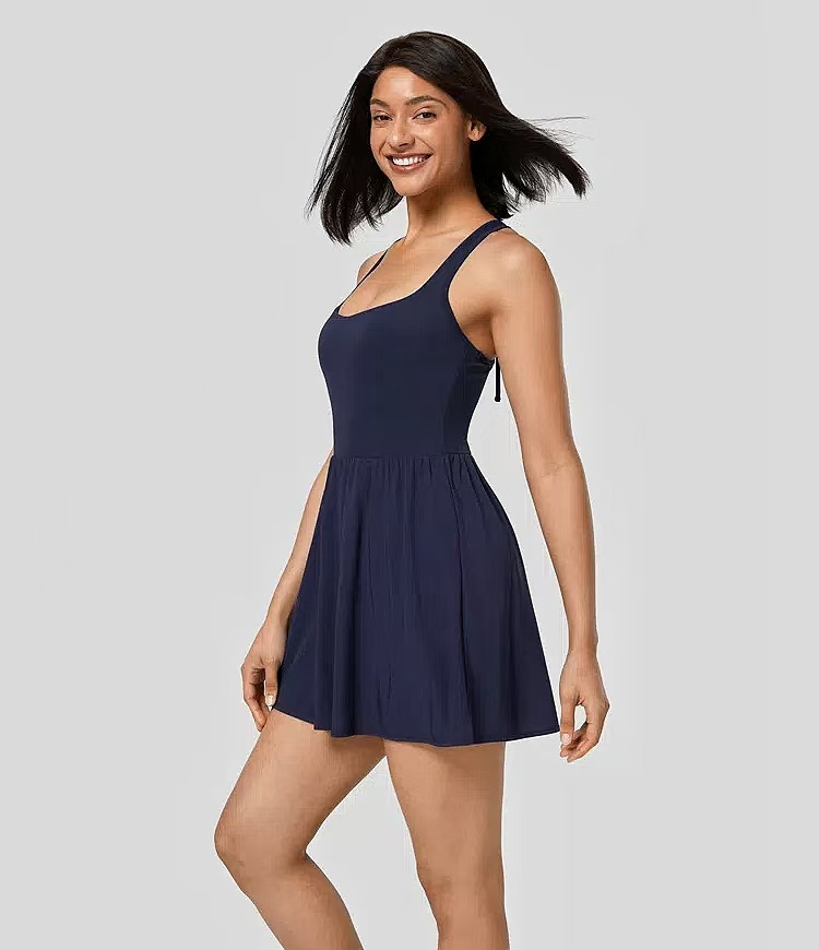 Womens Sleeveless Fit and Flare Mini Activewear Dress